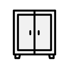 Double Door Cabinet Icon Representing Minimalist Storage Furniture
