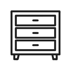 Dresser with Three Drawers Icon Representing Bedroom Storage Furniture