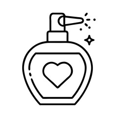 Perfume Bottle with Heart Icon Representing Wedding Fragrance and Romance