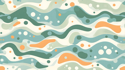 Abstract Waves: Teal, Green, Orange Design