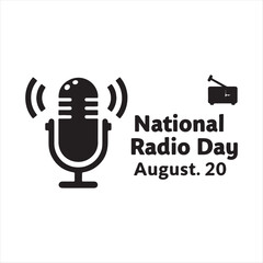 National Radio Day Logo Design,Radio Broadcast Celebration Icon,Vintage Microphone and Radio Symbol,National Radio Day Vector Illustration,Audio Broadcasting and Communication Logo