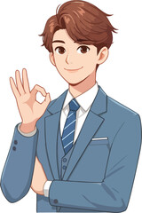 vector ok hand gesture worker