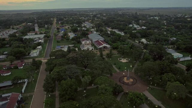 Yapeyu Town with the Church of San Martin de Tour and lush greenery mixing with the buildings