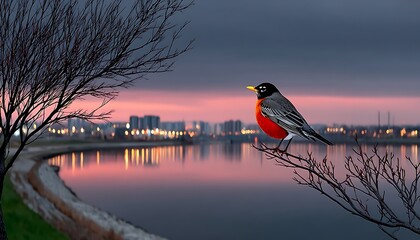 Bird Dusk Cityscape