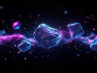 Abstract glowing crystalline structures