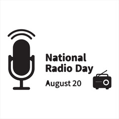 National Radio Day Logo Design,Radio Broadcast Celebration Icon,Vintage Microphone and Radio Symbol,National Radio Day Vector Illustration,Audio Broadcasting and Communication Logo