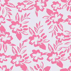 Vintage seamless floral pattern. Liberty style background of small mauve and lilac flowers. Small flowers scattered over a white background. Stock for printing on surfaces