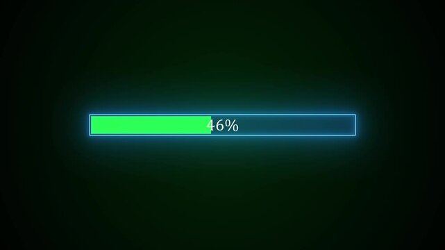 Glowing loading bar animation with neon circle.