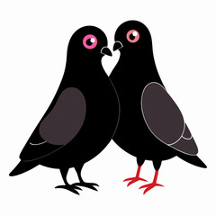 Love pigeons vector art illustration
