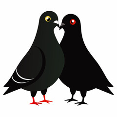 Love pigeons vector art illustration