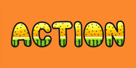 Naklejka premium typography ACTION word art illustration, editable text effect, eps file format 