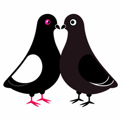 Love pigeons vector art illustration