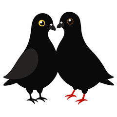 Love pigeons vector art illustration