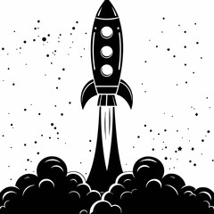 Rocket Launch Silhouette Vector Art