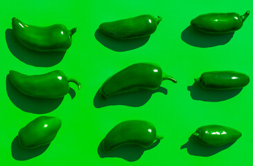Fresh green jalapeno peppers