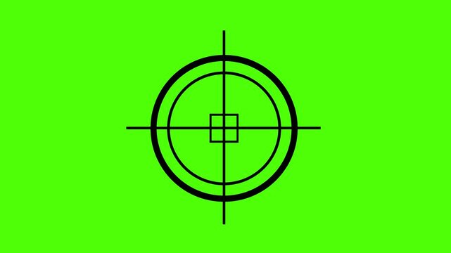 aim or target icon with green screen 
Sniper Scope Crosshair Animation Overlay with Rotating HUD Target Reticle and Circular UI Elements in Transparent Background for Video Editing, FPS Gaming Effects