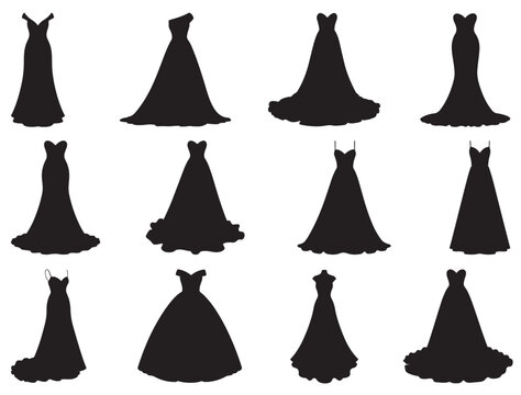 BRIDESMAID DRESS SILHOUETTE WHITE BACKGROUND