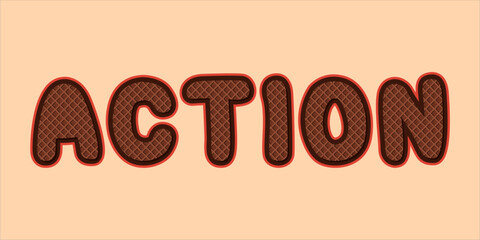 typography ACTION word art illustration, editable text effect, eps file format	