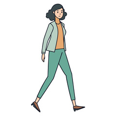Walking Businesswoman Illustration Flat Design Style