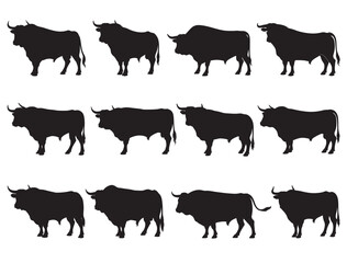 BULL SILHOUETTE WHITE BACKGROUND