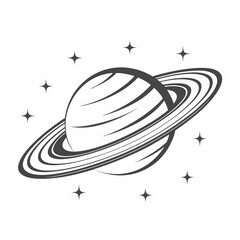 Vintage Saturn Planet Vector Illustration