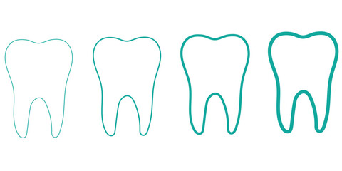 Tooth black icon symbol silhouette flat design style sign. Tooth simple silhouette on white. Dentist cocnept. Modern, minimalist icon in black color. Web site and mobile app design vector element.