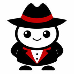 lack Hat Cute Mafia Mascot Vector Cool Cartoon Character for Creative Projects