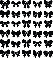 Thirty Black Bow Silhouettes Collection for Design Projects