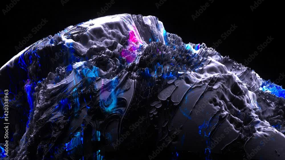 Wall mural 3d render of abstract art with surreal mineral geology stone object ocean coral reef or asteroid or 