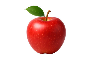 Fresh Red Apple with Leaf &ndash; Isolated on Transparent Background