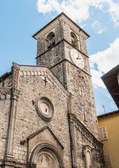 View of the Romanesque Church of San Vittore, located in the locality of Canonica in Brezzo di Bedero, province of Varese, Lombardy, Italy