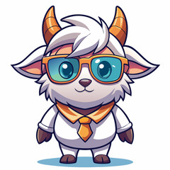 Cute goat wearing glasses and a tie