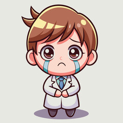 Obraz premium Sad cartoon doctor character with teary eyes (1)