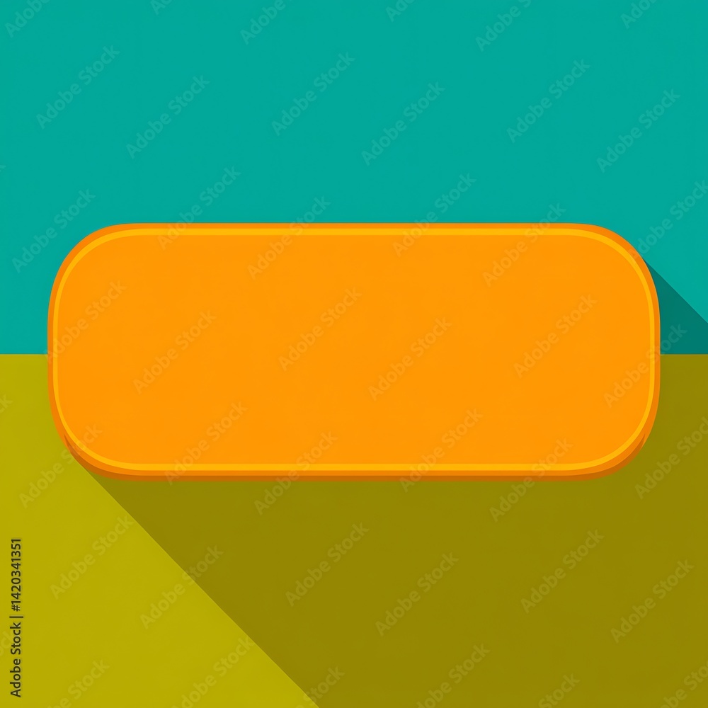 Wall mural vibrant orange rounded rectangle in modern flat design on two tone background with soft shadows.