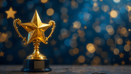 Golden star trophy symbolizes excellence and recognition among employees.
