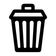 Trash bin icon in clean minimal style representing delete or remove action in digital interface - concept of file removal and user interaction