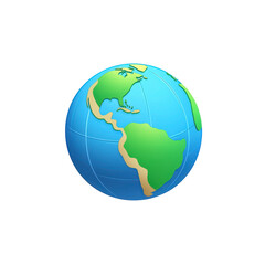 Naklejka premium 3D illustration of Earth showcasing North and South America, with vibrant blue oceans and green continents, symbolizing global connectivity and environmental awareness