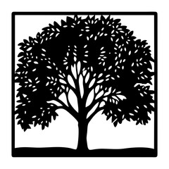 Obraz premium Intricate Black and White Silhouette Tree Design Framed Square Element
