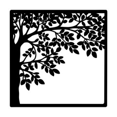 Obraz premium Black and white tree silhouette framed in a minimalist square design