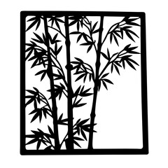 Elegant bamboo silhouette design within a square border providing a calming effect