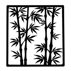 Elegant bamboo silhouette in a square frame, natureinspired minimalist design