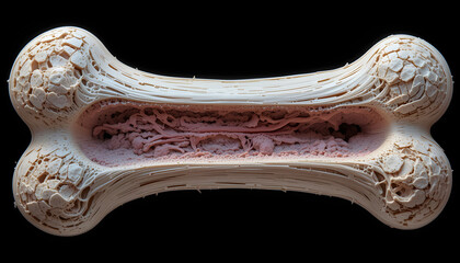 Cross-section of a bone showing spongy bone structure, representing bone marrow.