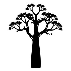 Obraz premium Striking silhouette of a uniquely shaped tree with dense leafy branches