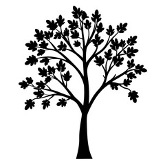 Silhouette of a stylized tree with foliage and branches, vector art