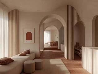 Modern Interior Design with Soft Textures and Earthy Tones