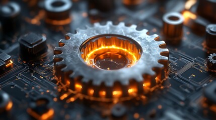 Steel Cog Illustration With Hot Core High Resolution Image