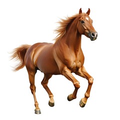 Fototapeta premium Majestic Chestnut Horse Galloping Across Open Field in Nature