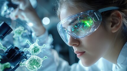 A woman wearing a lab coat