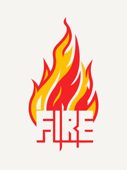 Fire flames vector illustration T-shirt on white background