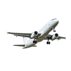 Obraz premium commercial airplane with sleek design is flying in sky, showcasing its powerful engines and aerodynamic structure. aircraft is captured mid flight, emphasizing its speed and efficiency